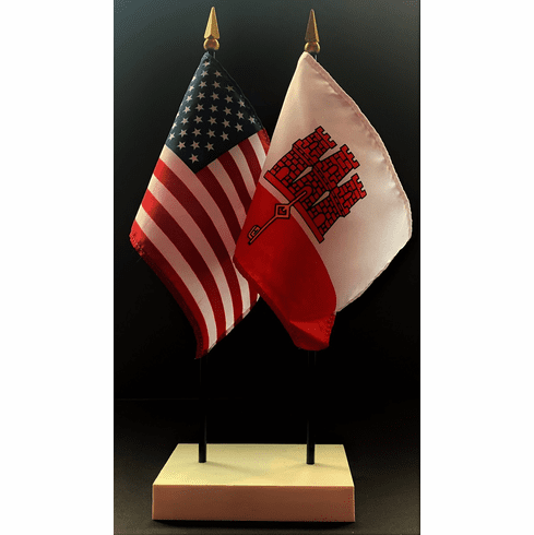 Gibraltar and US Flag Desk Set