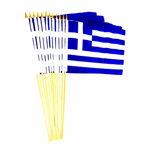 Greece 12" x 18" Stick Flags