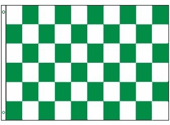 Green and White Checkered Polyester Flag