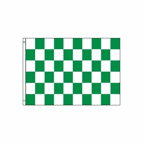 Green and White Checkered Polyester Flag