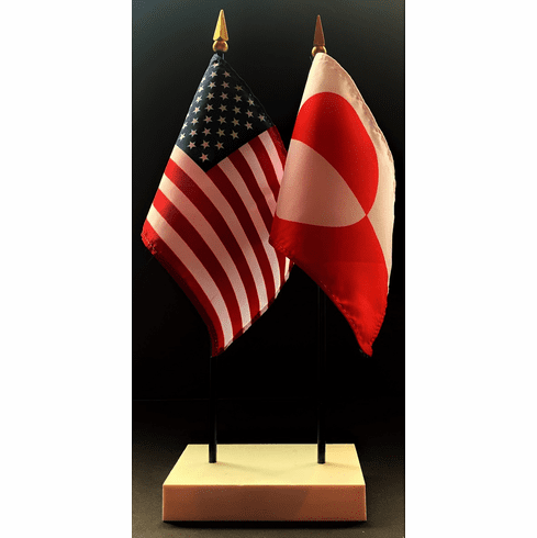 Greenland and US Flag Desk Set