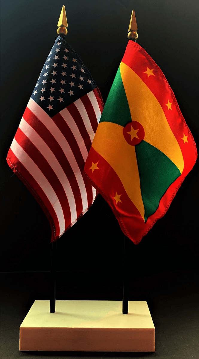 Grenada and US Flag Desk Set