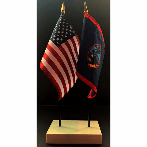 Guam and US Flag Desk Set