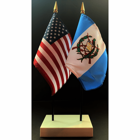 Guatemala and US Flag Desk Set