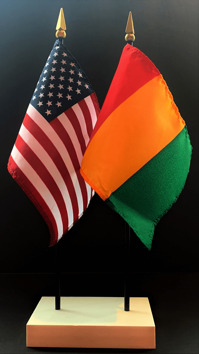 Guinea and US Flag Desk Set