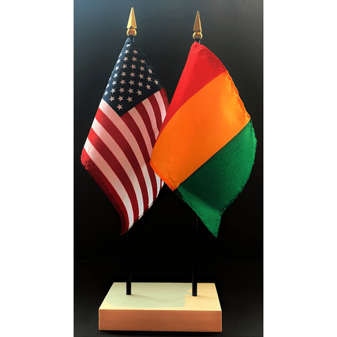 Guinea and US Flag Desk Set