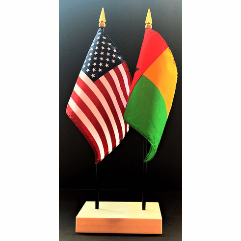Guinea Bissau and US Flag Desk Set