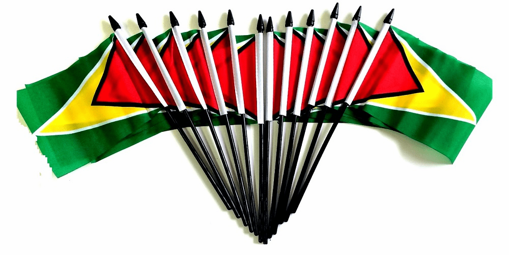 Guyana Polyester Table Flags - 12 Pack