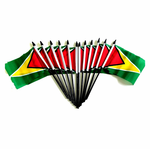 Guyana Polyester Table Flags - 12 Pack