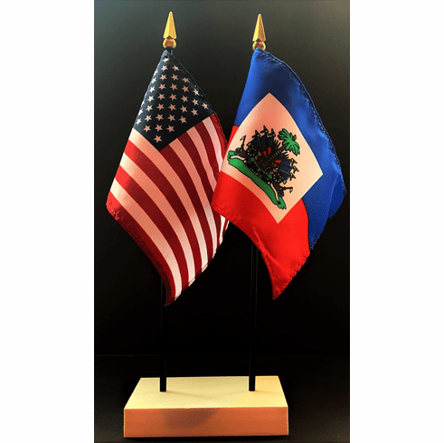 Haiti and US Flag Desk Set