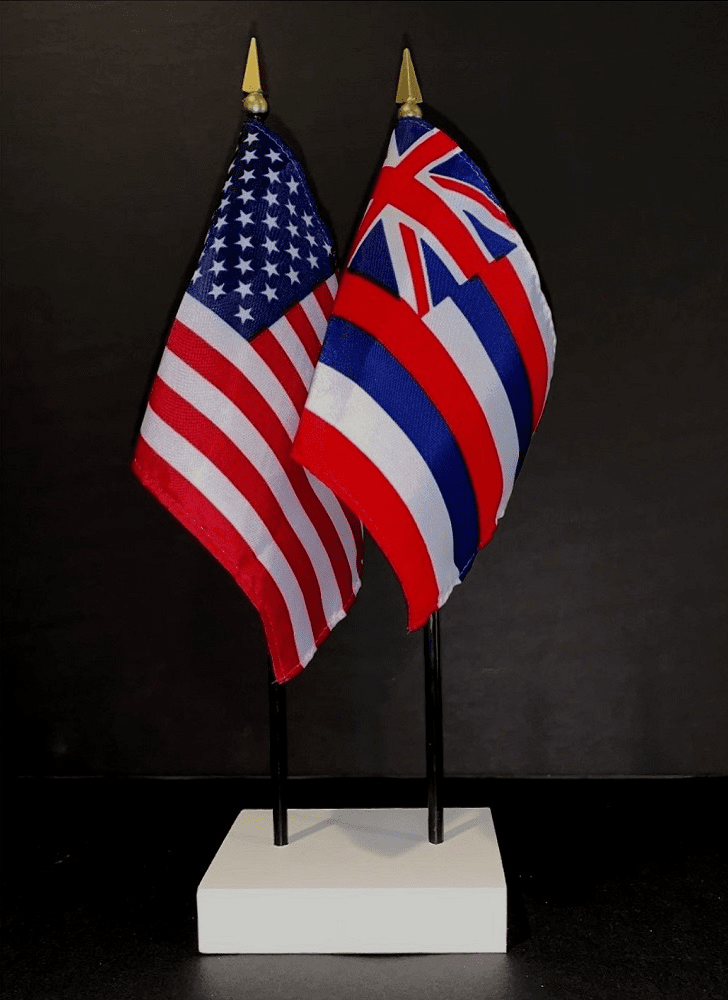 Hawaii and US Flag Desk Set
