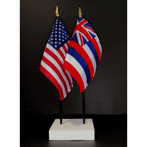 Hawaii and US Flag Desk Set