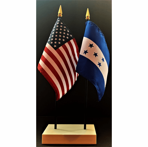 Honduras and US Flag Desk Set