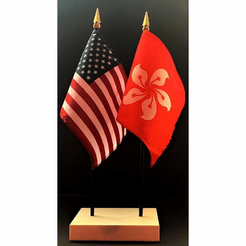 Hong Kong and US Flag Desk Set