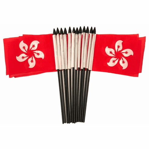 Hong Kong Polyester Table Flags - 12 pack