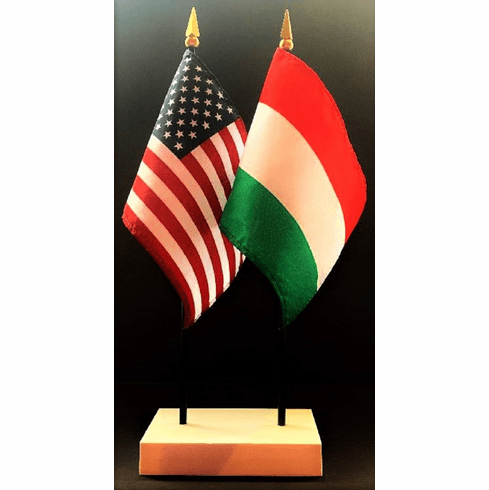 Hungary and US Flag Desk Set
