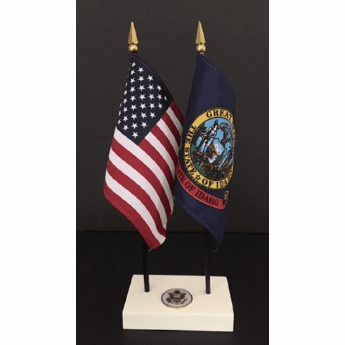 Idaho and US Flag Executive Desk Set