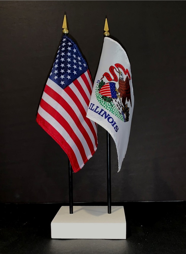 Illinois State Flag – 4x6 Inch Rayon Flag On 10" Staff With Spear Top, Desktop Or Hand-Held Size - View #12