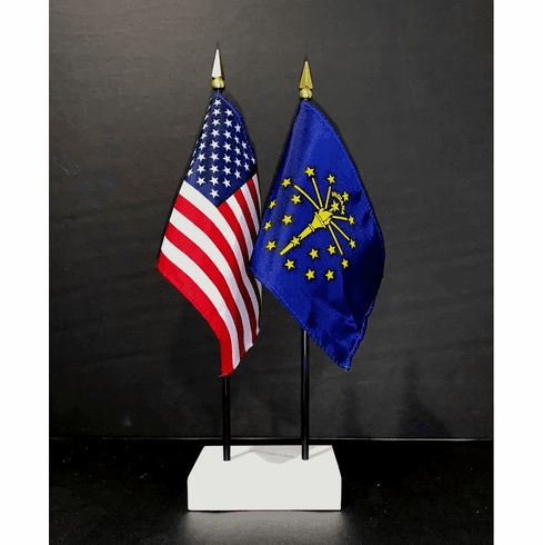 Indiana and US Flag Desk Set