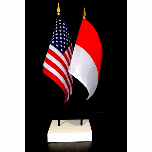 Indonesia and US Flag Desk Set
