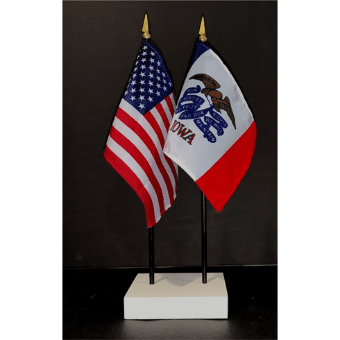 Iowa and US Flag Desk Set