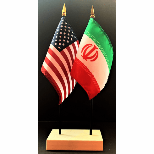 Iran and US Flag Desk Set
