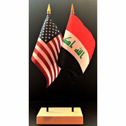 Iraq and US Flag Desk Set