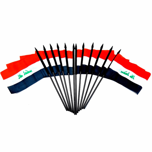 Iraq Polyester Table Flags - 12 Per Pack