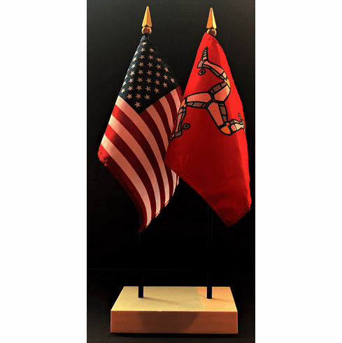 Isle of Man and US Flag Desk Set