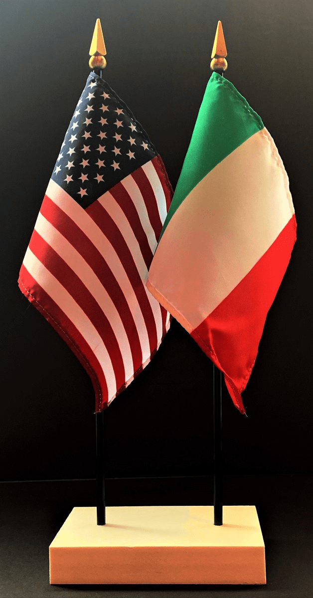 Italy and US Flag Desk Set