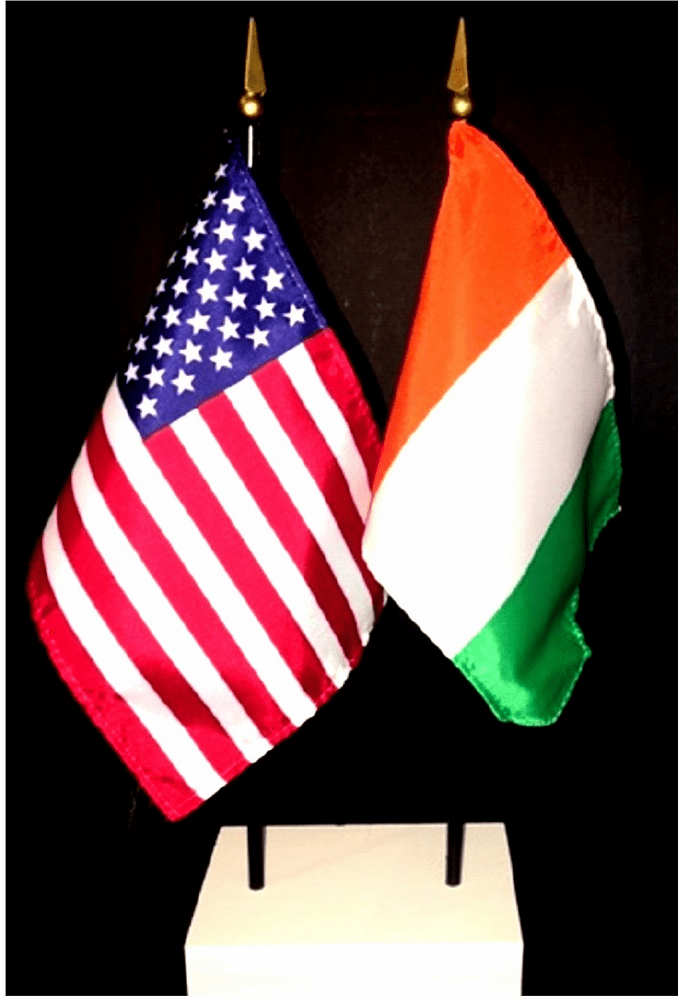 Ivory Coast and US Flag Desk Set