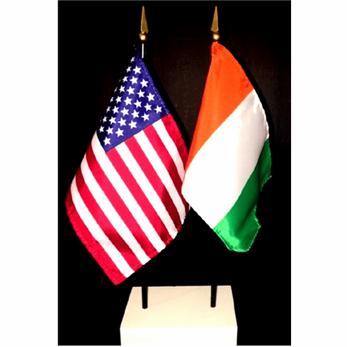Ivory Coast and US Flag Desk Set