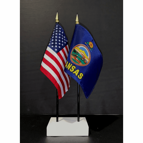 Kansas and US Flag Desk Set