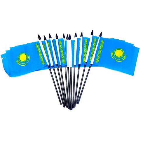 Kazakhstan Polyester Table Flags - 12 Per Pack