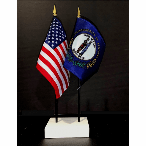 Kentucky and US Flag Desk Set