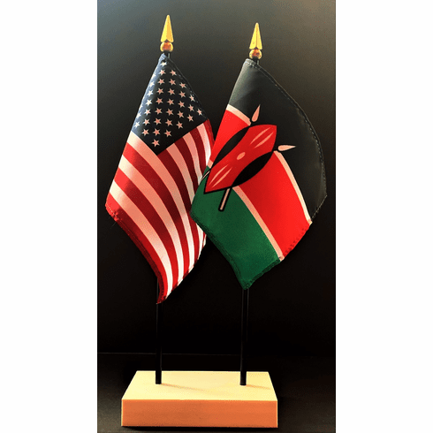 Kenya and US Flag Desk Set