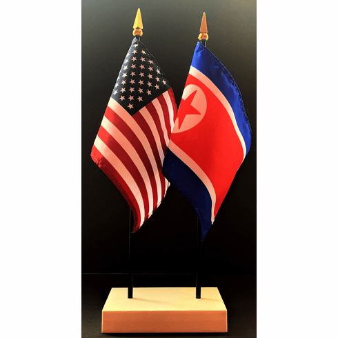 Korea, North and US Flag Desk Set