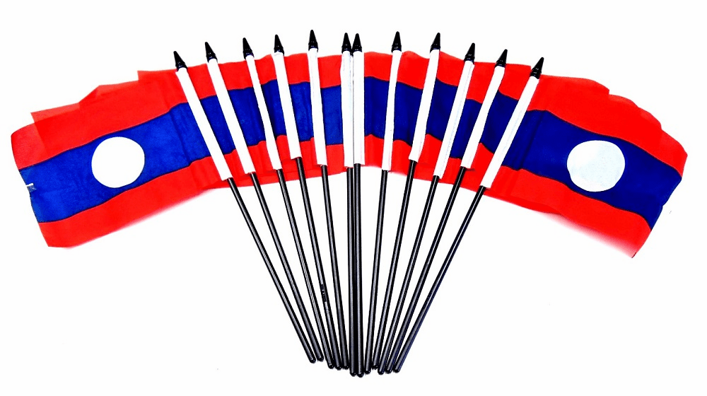 Laos Polyester Table Flags - 12 Per Pack