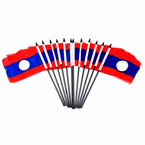 Laos Polyester Table Flags - 12 Per Pack