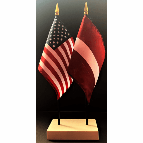 Latvia and US Flag Desk Set