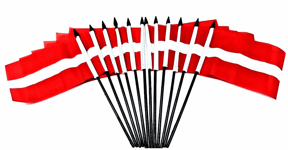 Latvia Polyester Table Flags - 12 pack
