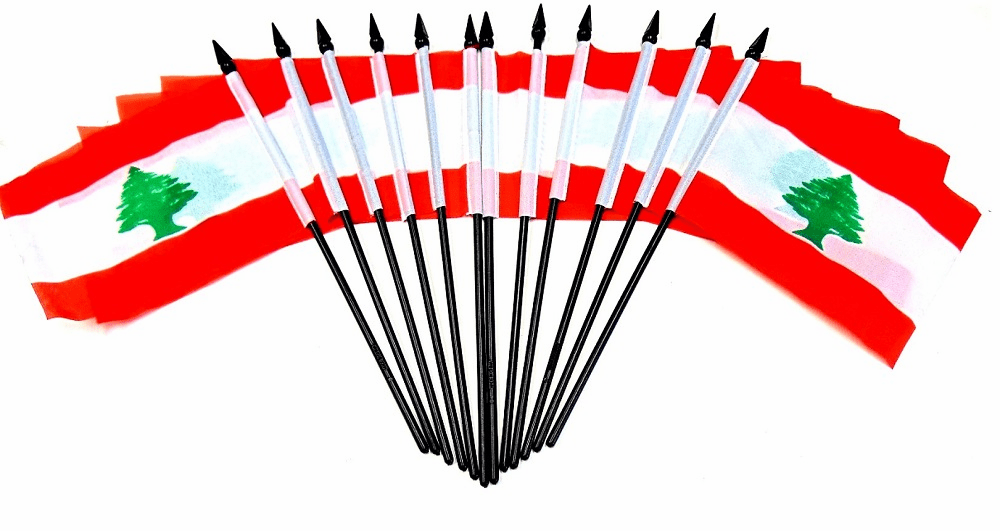 Lebanon Polyester Table Flag - 12 pack
