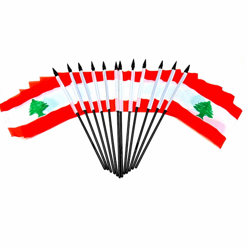 Lebanon Polyester Table Flag - 12 pack