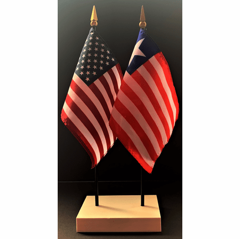 Liberia and US Flag Desk Set