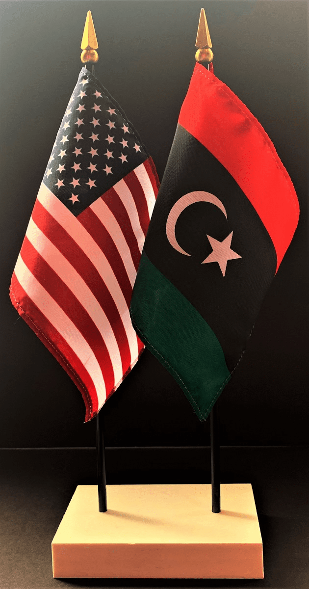 Libya and US Flag Desk Set