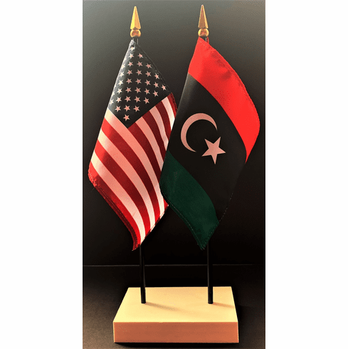 Libya and US Flag Desk Set