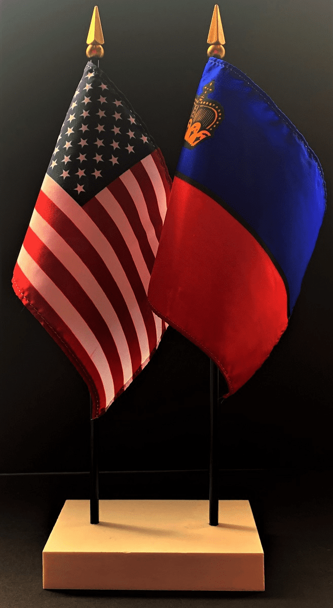 Liechtenstein and US Flag Desk Set