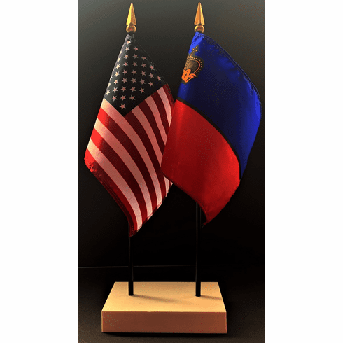 Liechtenstein and US Flag Desk Set