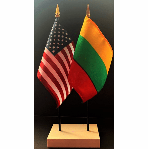 Lithuania and US Flag Desk Set