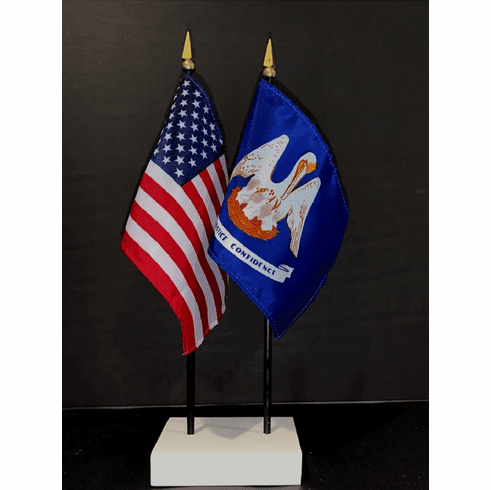 Louisiana and US Flag Desk Set